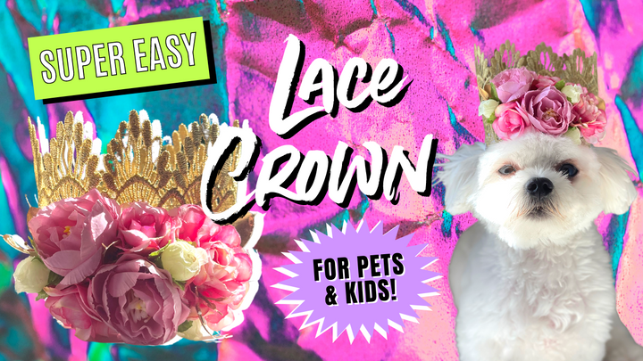 HOW TO MAKE LACE CROWN 👑 | TUTORIAL | FLORAL LACE CROWN | PARTY CROWN DIY | KIDS CROWNS | PET CROWNS