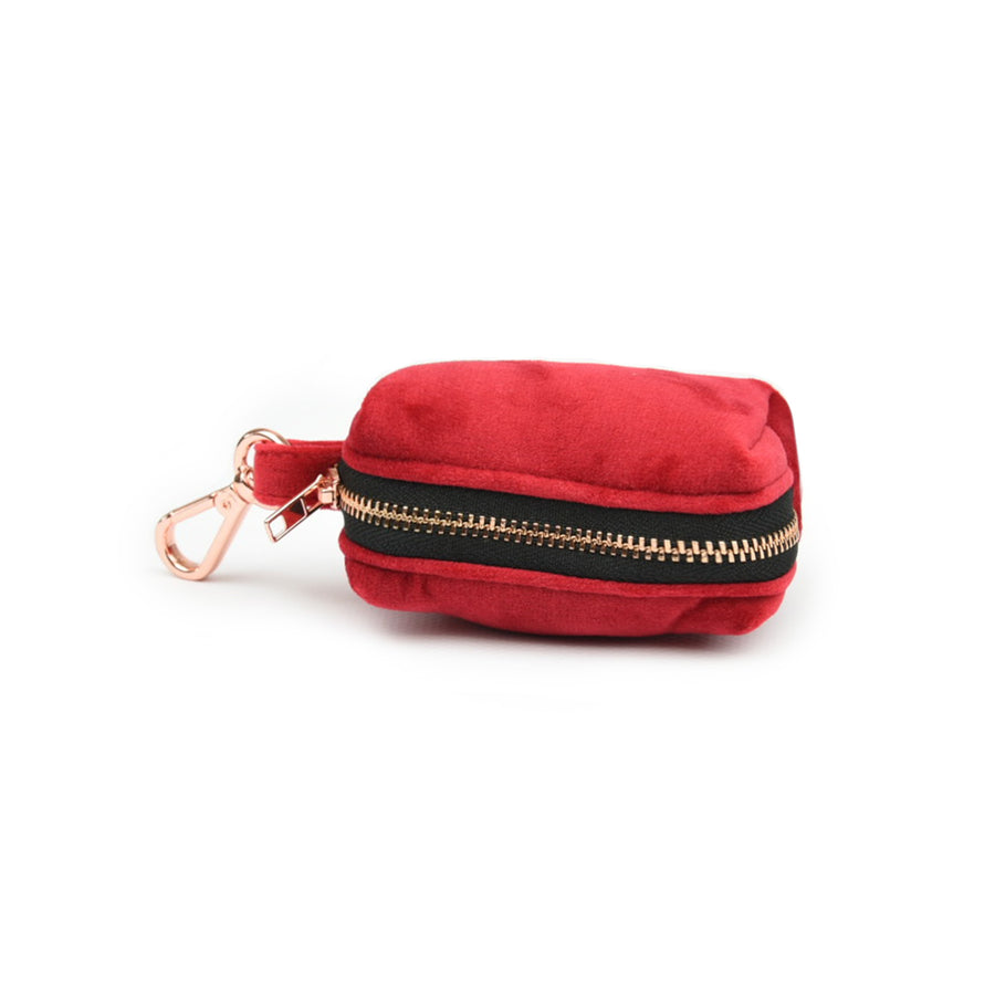 Velvet Poop Bag Holder // Lover Red